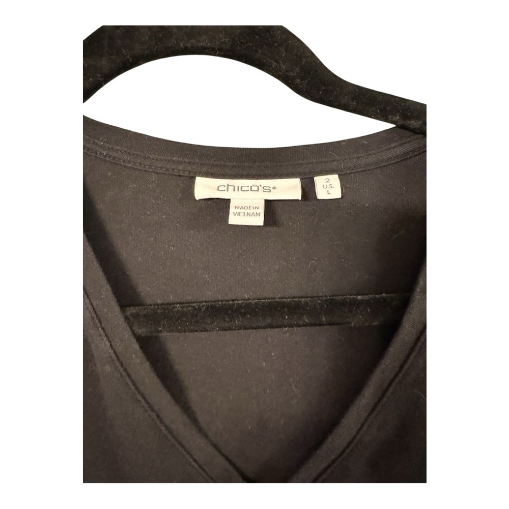 Chico's Gray Ruffled Blouse with Crew Neck - Picture 2 of 4